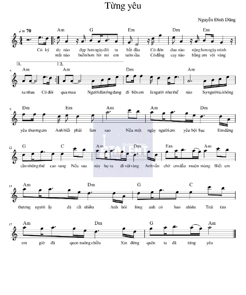 Tải FREE Từng Yêu sheet nhạc Piano PDF