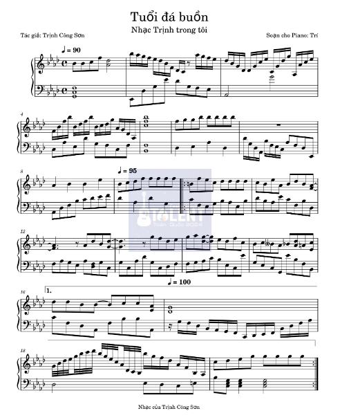 Tải FREE Tuổi Đá Buồn sheet nhạc Piano PDF