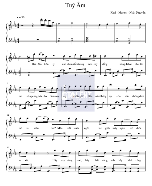 Tải FREE Túy Âm sheet nhạc Piano PDF