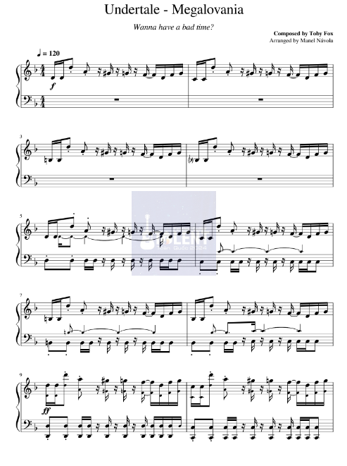 Tải FREE Undertale - Megalovania sheet nhạc Piano PDF