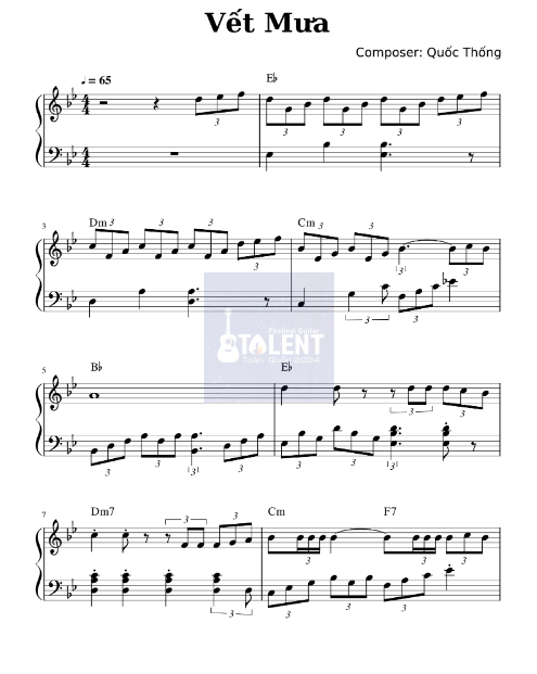 Tải FREE Vết Mưa sheet nhạc Piano PDF