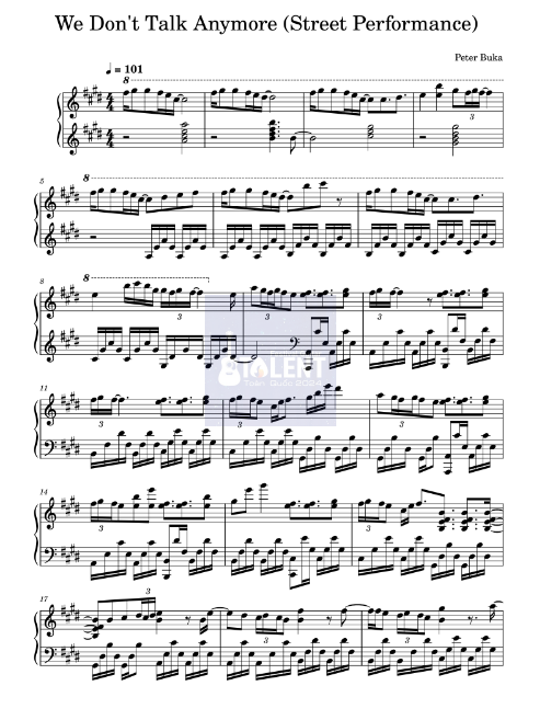 Tải FREE We Don't Talk Anymore sheet nhạc Piano PDF