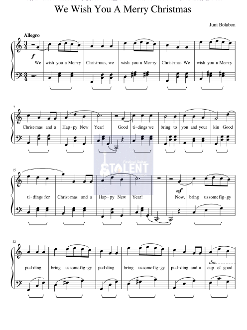 Tải FREE We Wish You A Merry Christmas sheet nhạc Piano PDF
