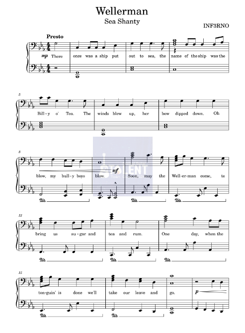 Tải FREE Wellerman sheet nhạc Piano PDF