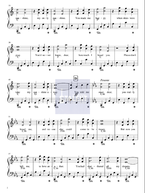 Tải FREE You Are My Sun Shine sheet nhạc Piano PDF