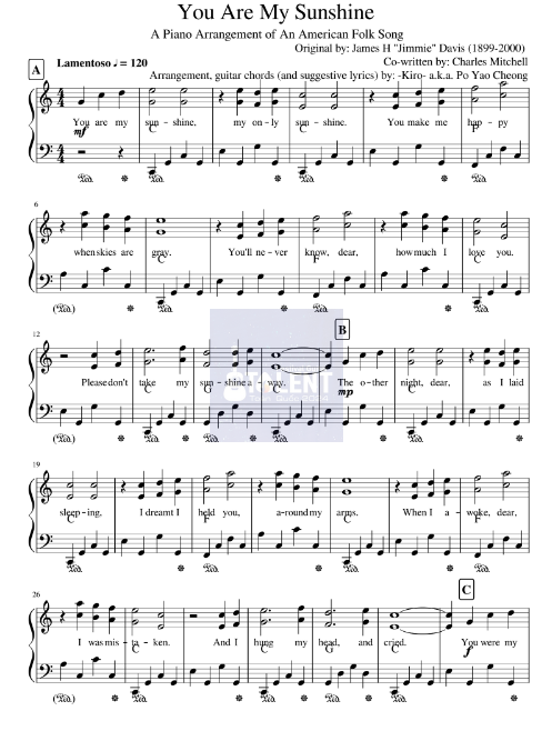 Tải FREE You Are My Sun Shine sheet nhạc Piano PDF