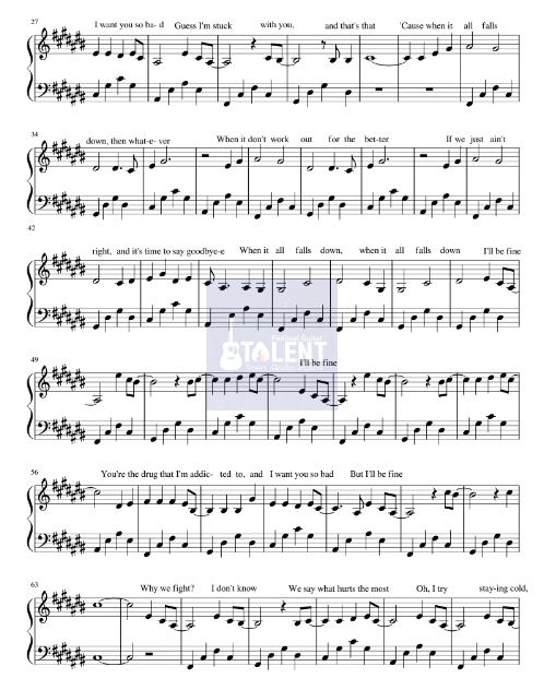 Tải FREE sheet nhạc All Falls Down - Alan Walker PDF