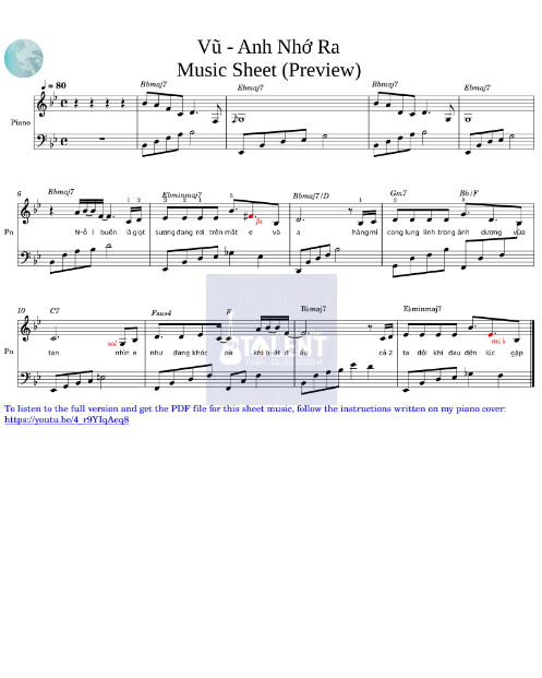 Tải FREE sheet nhạc Anh Nhớ Ra - Vũ PDF