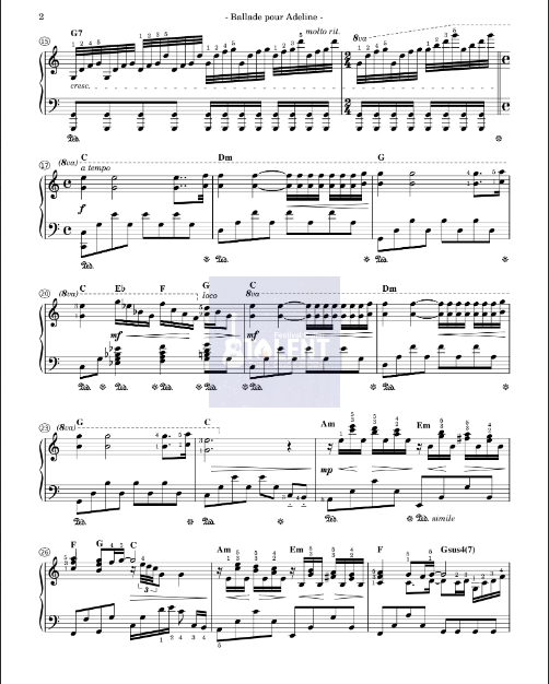 Tải FREE sheet nhạc Piano Ballade Pour Adeline PDF 5 Tải FREE sheet nhạc Ballade Pour Adeline - Paul De Senneville PDF