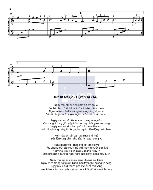 Tải FREE sheet nhạc Biển Nhớ - Trịnh Công Sơn PDF