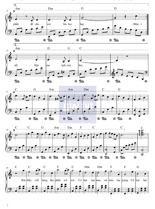 Tải FREE sheet nhạc Piano Bụi Phấn PDF 5 Tải FREE sheet nhạc Bụi Phấn - Vũ Hoàng PDF