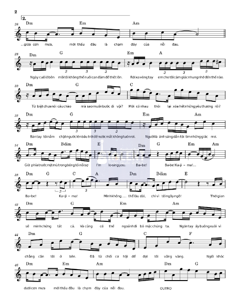 Tải FREE sheet nhạc Chạm Đáy Nỗi Đau - Mr Siro PDF