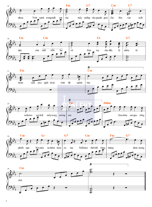 Tải FREE sheet nhạc Còn Tuổi Nào Cho Em - Trịnh Công Sơn PDF