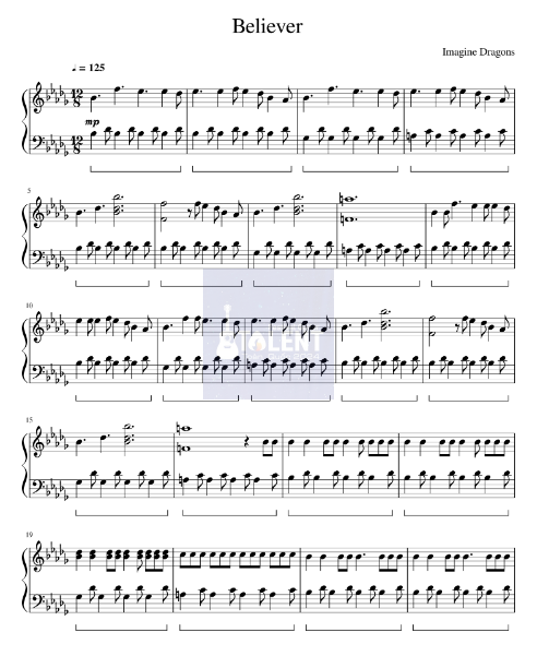 Tải FREE Believer sheet nhạc Piano PDF
