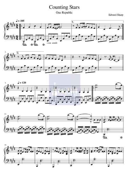 Tải FREE Counting Stars sheet nhạc Piano PDF