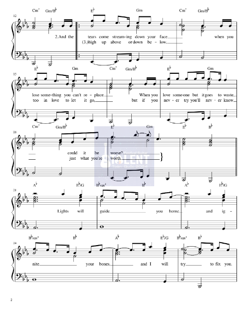 Tải FREE Fix You sheet nhạc Piano PDF