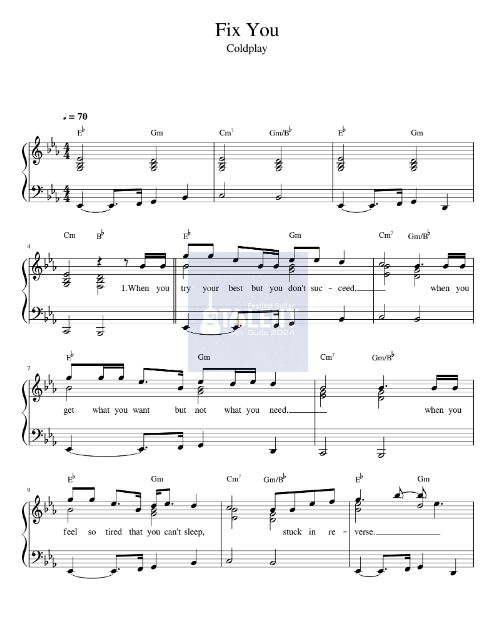 Tải FREE Fix You sheet nhạc Piano PDF
