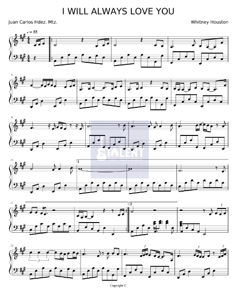 Tải FREE I Will Always Love You sheet nhạc Piano PDF