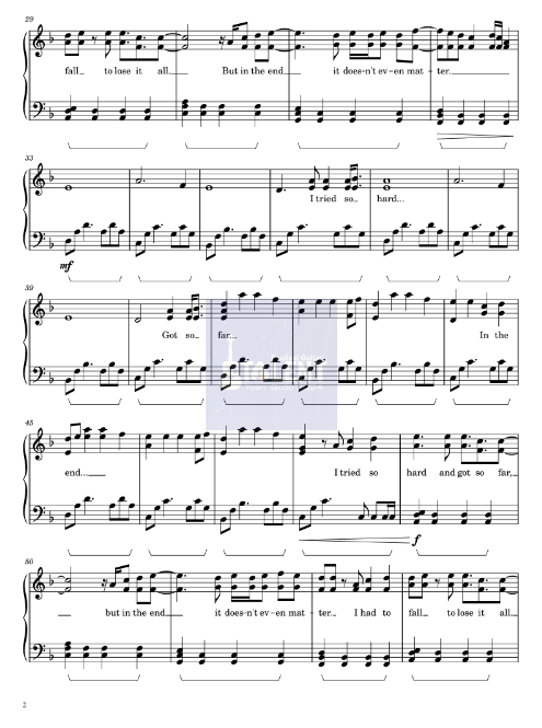 Tải FREE In The End sheet nhạc Piano PDF