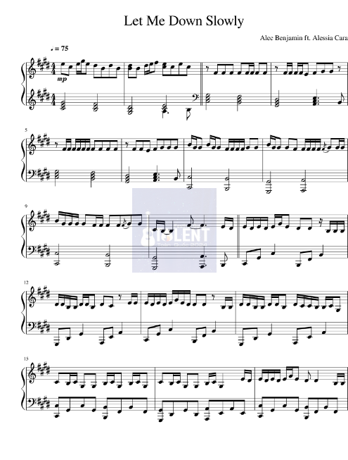 Tải FREE Let Me Down Slowly sheet nhạc Piano PDF