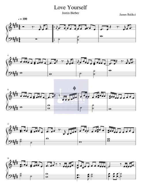 Tải FREE Love Yourself sheet nhạc Piano PDF