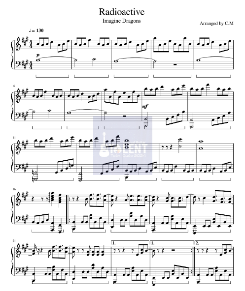 Tải FREE Radioactive sheet nhạc Piano PDF