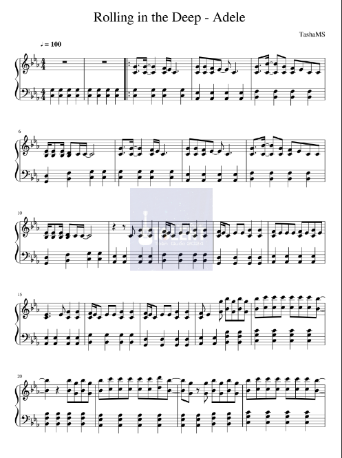 Tải FREE Rolling In The Deep sheet nhạc Piano PDF