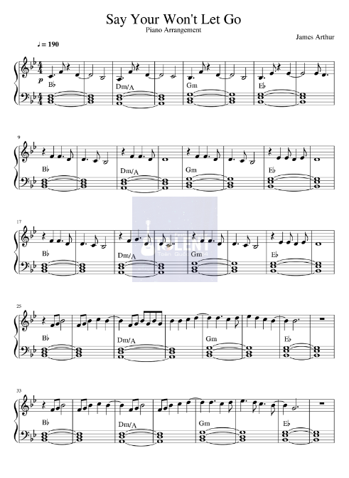 Tải FREE Say Your Won't Let Go sheet nhạc Piano PDF