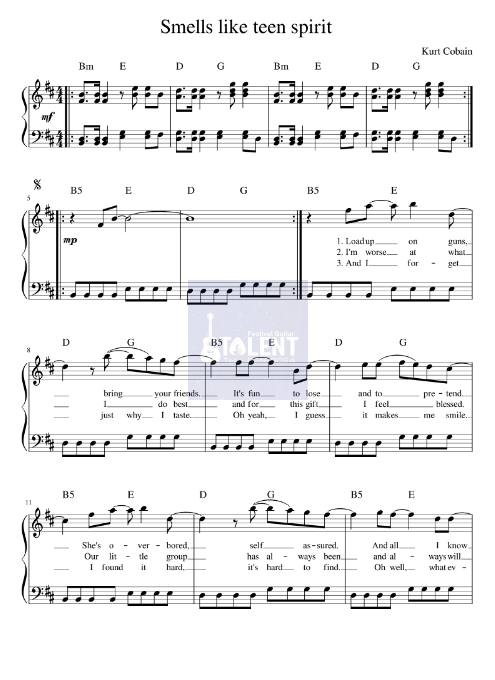 Tải FREE Smells Like Teen Spirit sheet nhạc Piano PDF