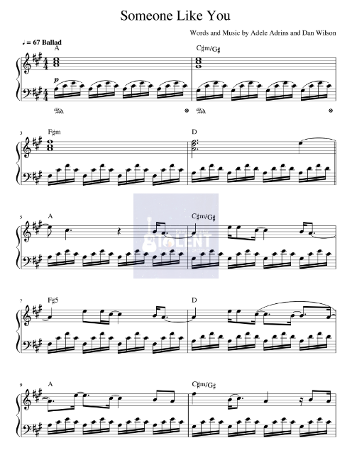 Tải FREE Someone Like You sheet nhạc Piano PDF